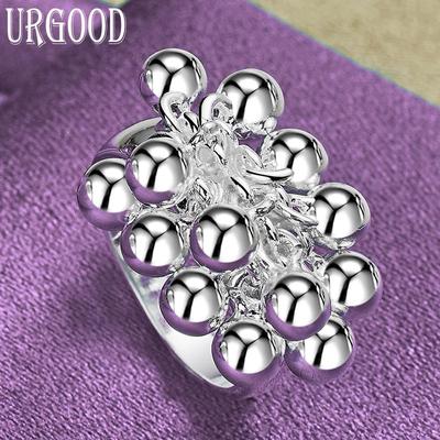 925 Sterling Silver Fashion Grape Bead Ring Party Gift Romantic Jewelry