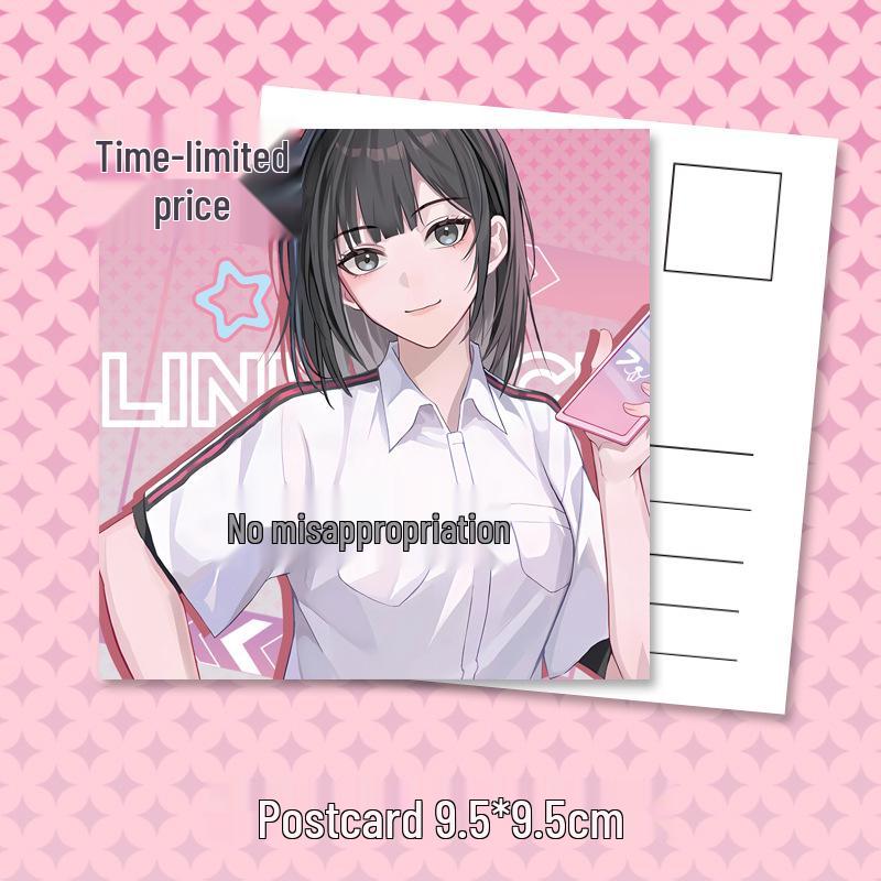 Conjunto de Chaveiro e Emblema do Agente do Tempo Qiao Ling: Mercadoria de Anime com Ingresso a Laser, Cartão Postal, Marcador de Página e Presente.