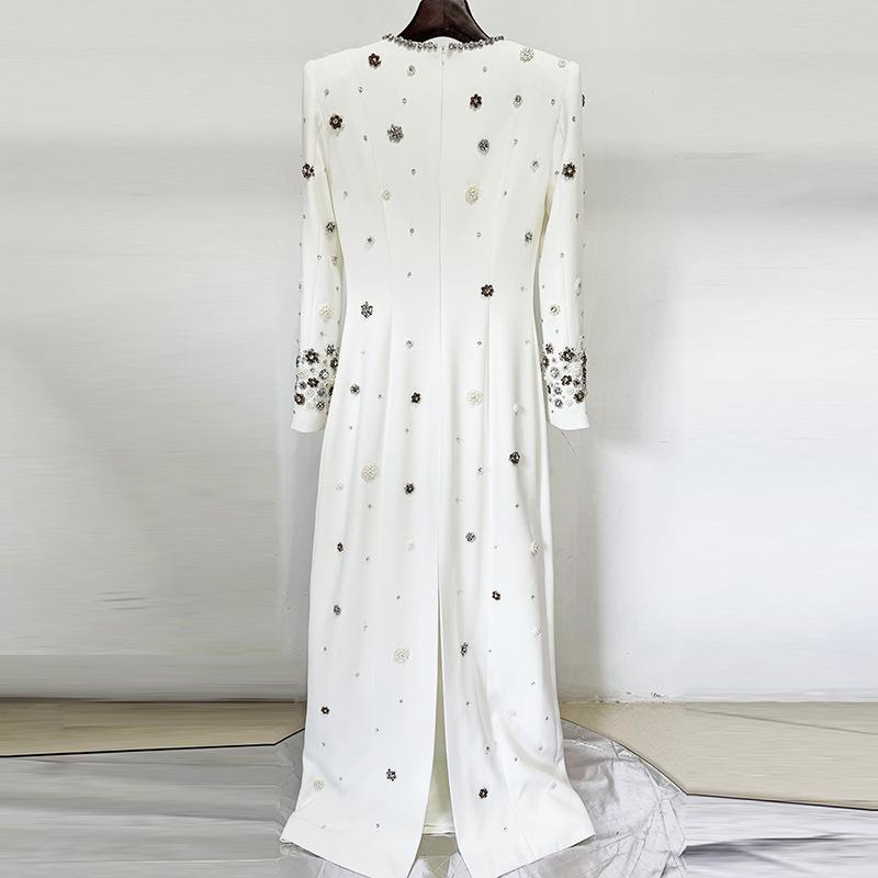 High-End Beaded Rhinestone Fitted Evening Gown