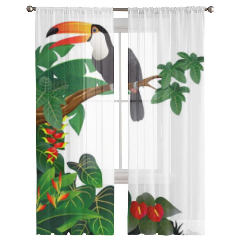 Toucan Bird Sheer Curtains For Living Room Kids Bedroom Tulle Curtains Kitchen Window Treatment Drapes