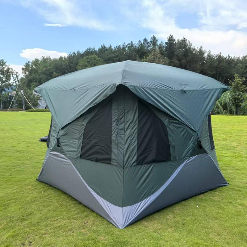 Automatic Quick-Open Double-Layer Camping Tent 3-5 People Waterproof Outdoor Shelter With Fiberglass Poles Green