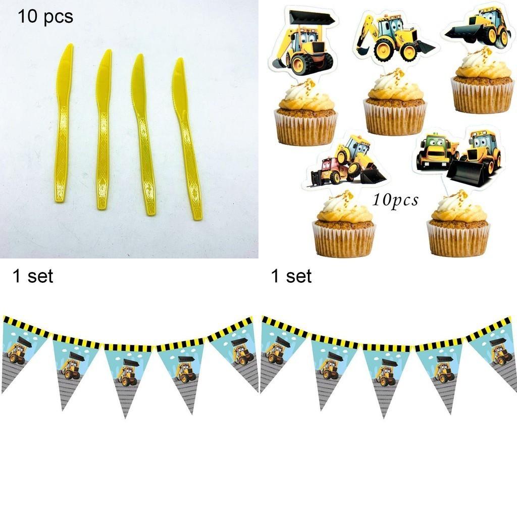 Exciting Excavator Vehicle Truck Party Supplies For Boys Birthday Celebration Decor