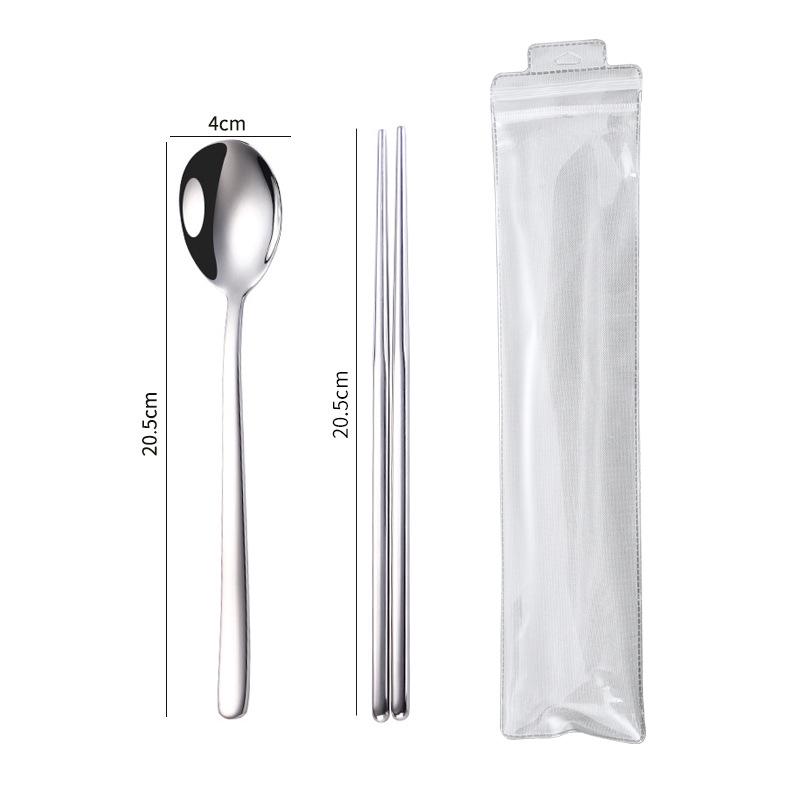 Three-Piece Japanese Stainless Steel Cutlery Set: Spoon, Fork, Chopsticks