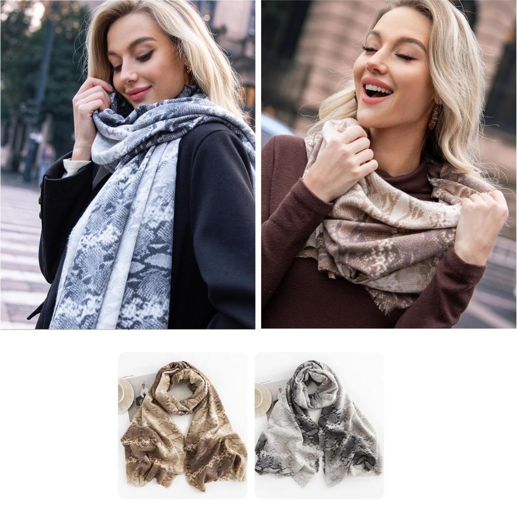 Soft Blanket Scarf Long Warm Snakeskin Shawl Wraps Cashmere Fringe Scarfs For Women