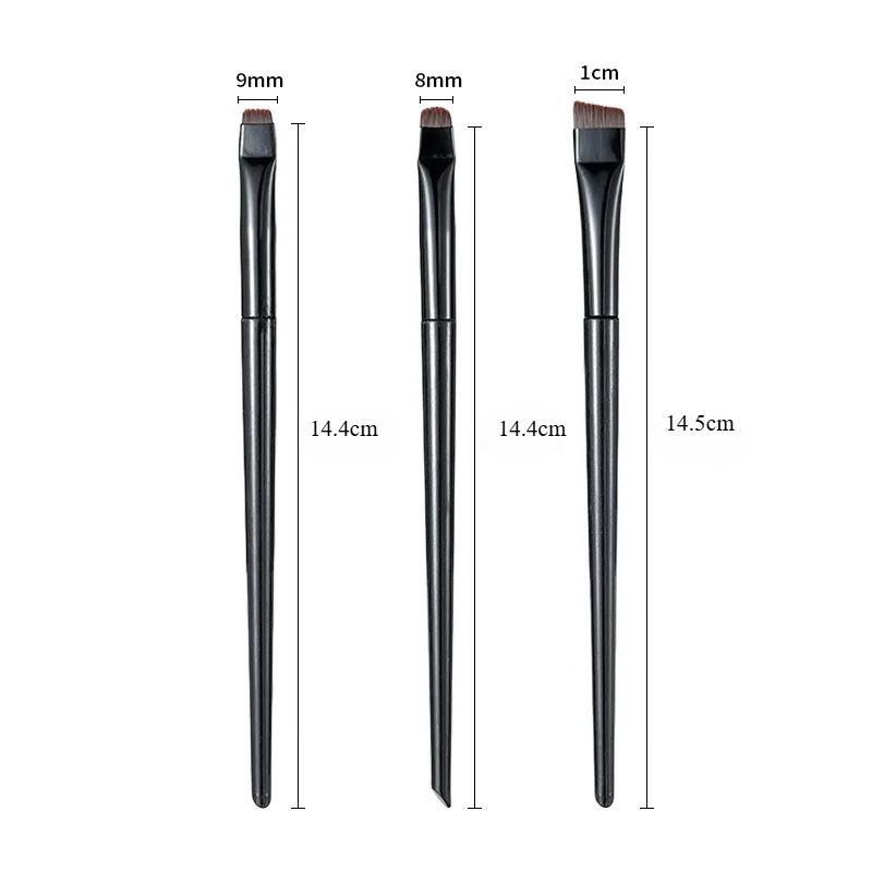3Pcs Bent Eyeliner Brush Angled Brow Brush For Micro Lining Aegyo Sal And Detail Eyeshadow Professional Makeup Brush Set