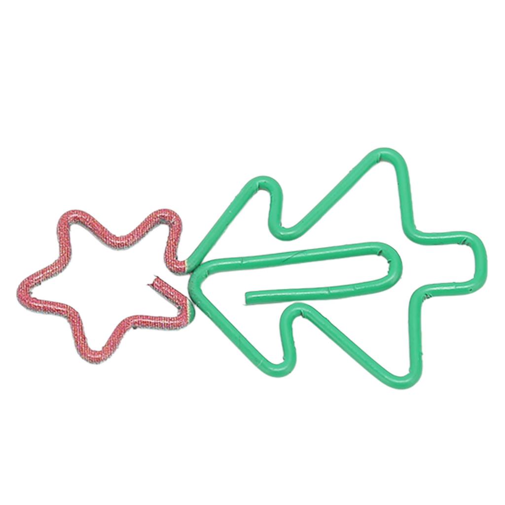 100Pcs Fancy Paperclips Christmas Tree Style Electroplated Multi Purpose Cute Paper Clips for Home S