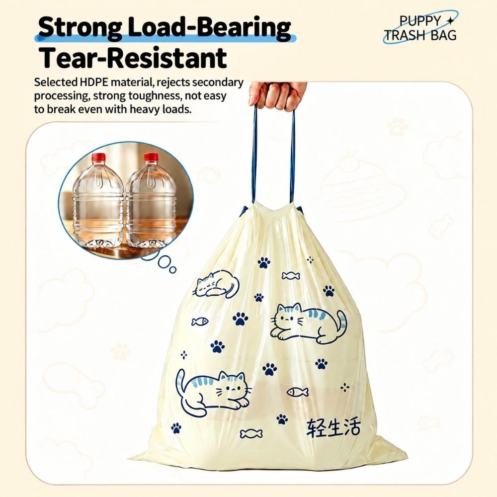 50Pcs/Roll Cartoon Printed Disposable Garbage Bags Tear-Free Plastic Cleaning Bags Kitchen