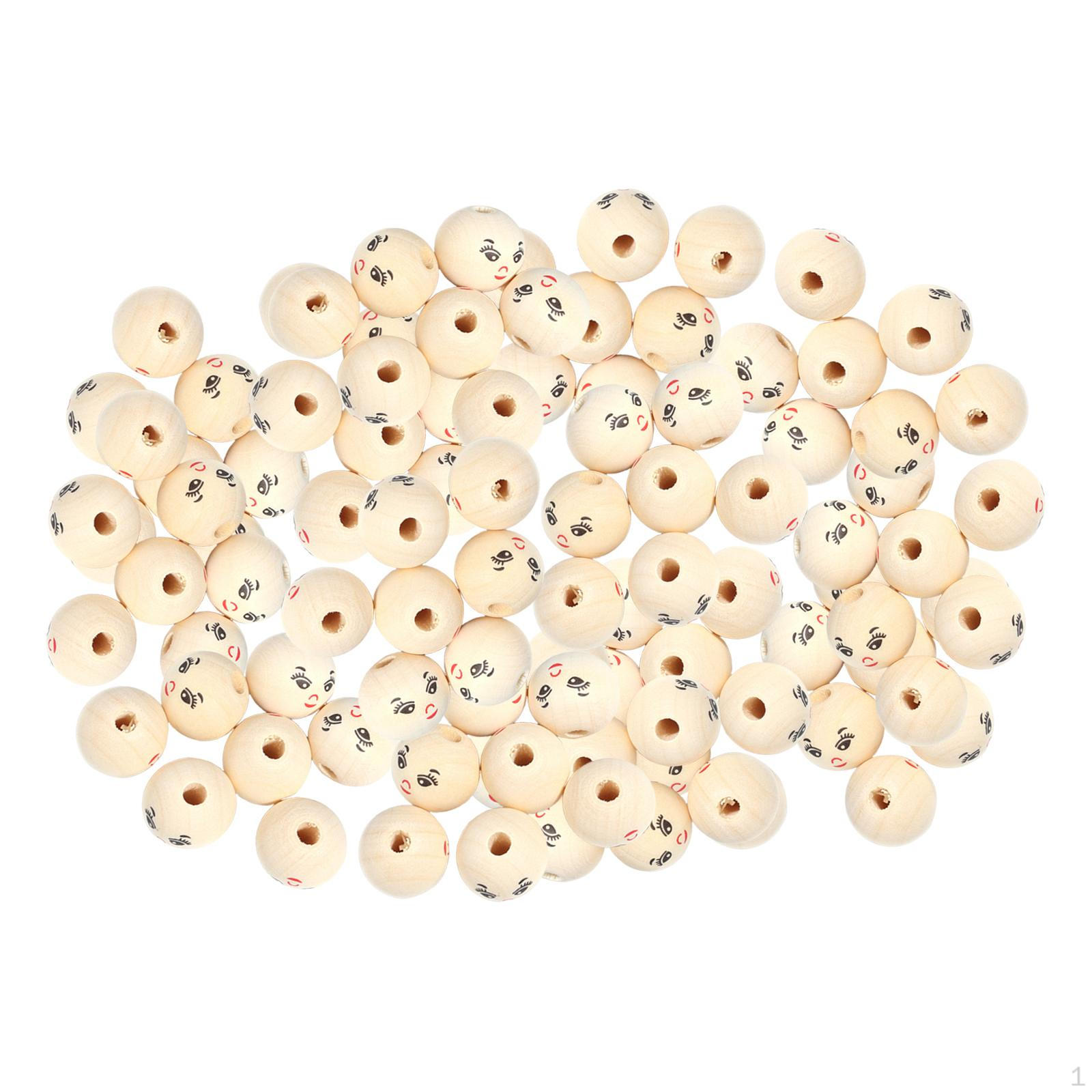 

100 Деревянных бусин, Круглые, Разделительные бусины с отверстиями для рукоделия. Style B