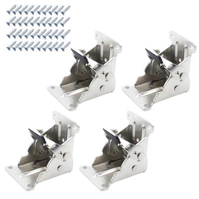 Ailunate Folding Leg Brackets, Set of 4 with 40 Screws, Locking, for Tables, Desks, Kotatsu, Folding, DIY Repair (Silver)