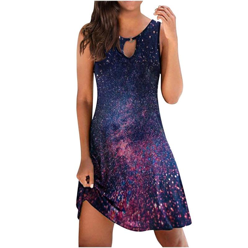 QICED Fashion Summer Spring Sleeveless V-Neck Casual Dresses