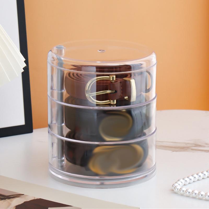 Belt Storage Box Rotating Multi-layer Women s Belt Collection Transparent Display Rack Necklace Bracelet Jewelry Holder Case