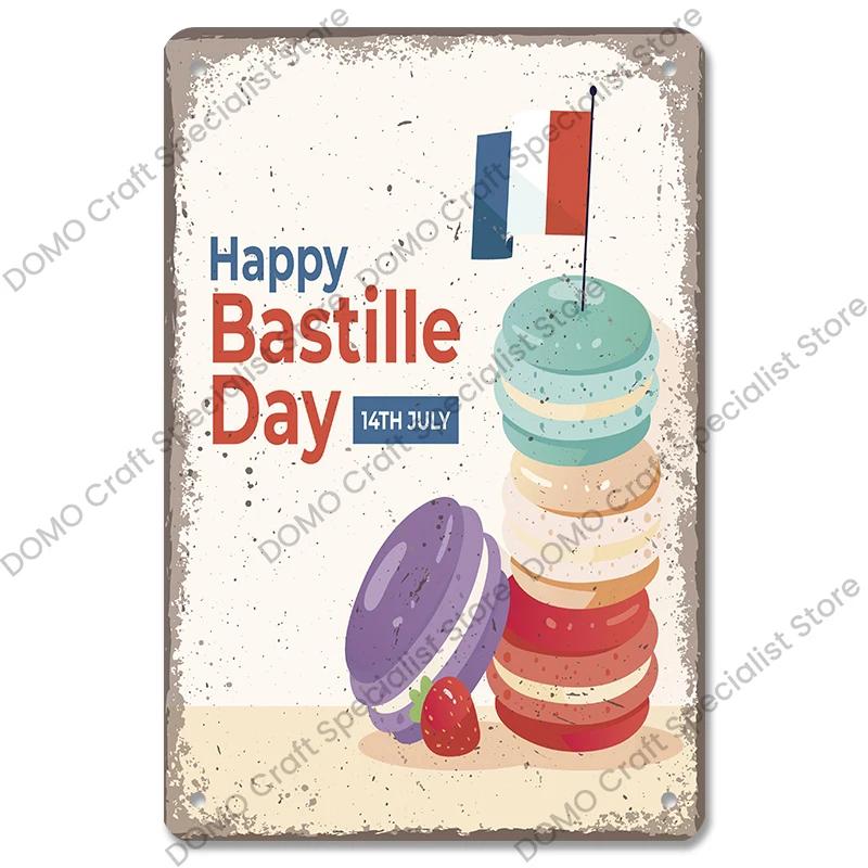 Vintage Paris City of Love Bastille Day Metal Tin Sign  French Wall Decor for Cafe Living Room Home  Retro Poster Plaque for Uni
