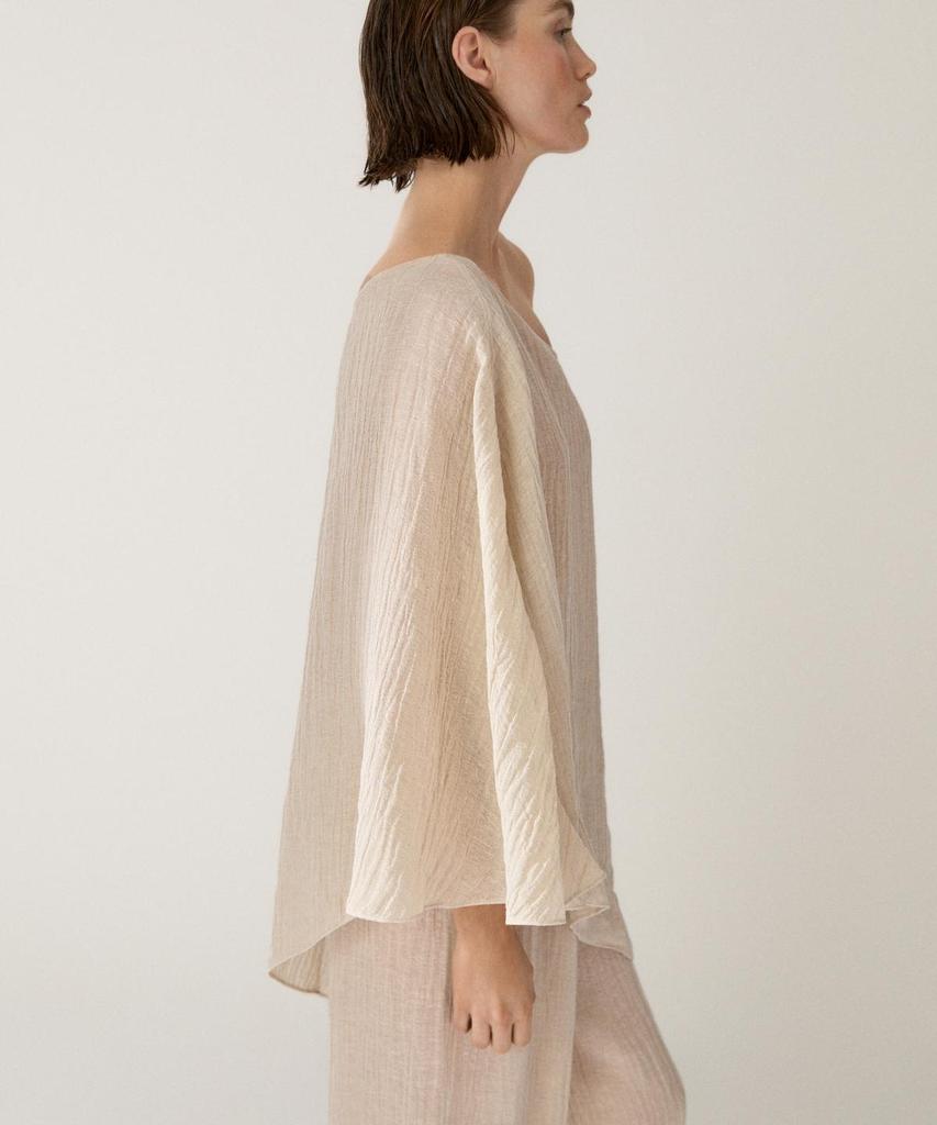 Masimodutti Total Look Linen Blend Asymmetrical Top