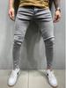 Petit De Français Men's Denim Jogger Pants, Distressed Jeans, Rider Jeans, Motorcycle Jeans, D-46 (L, Blue)