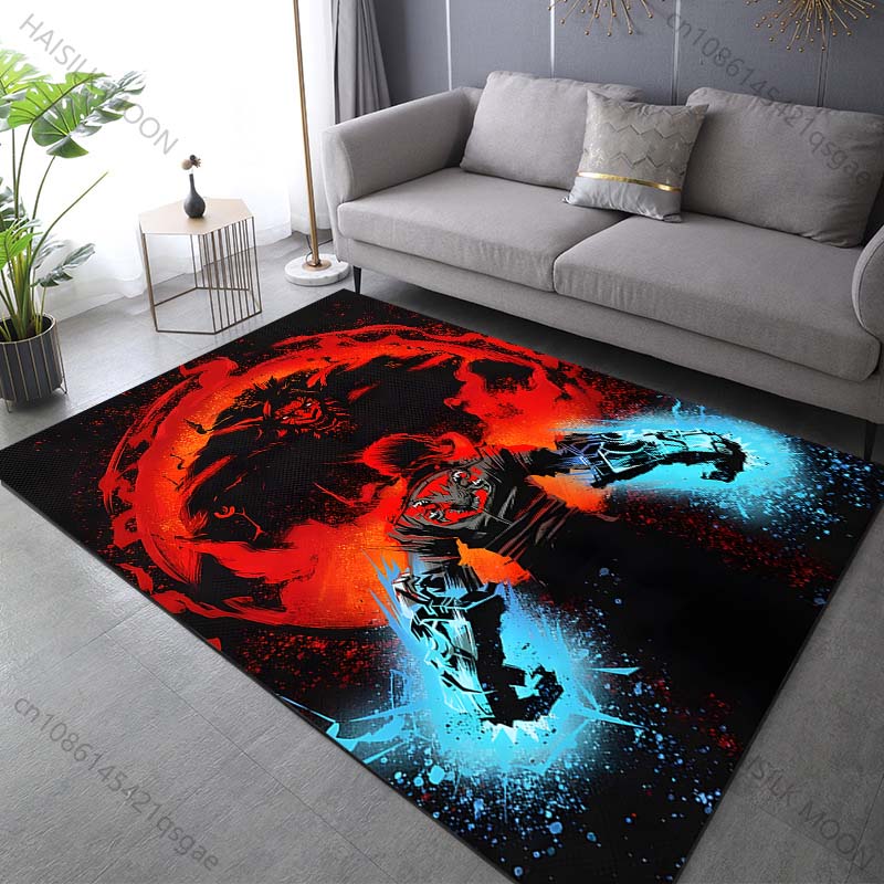 15 sizes Dark warrior and fiery monster Print Carpet Rug for Living Room Bedroom Sofa Doormat Home Decor Non-slip Floor Mat