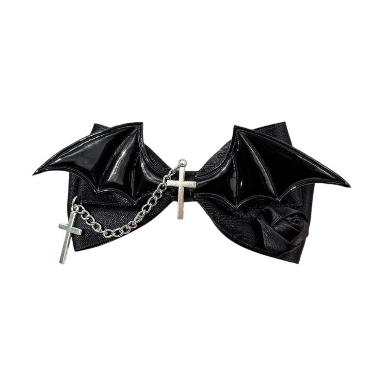 1PC Elegant Bows Hair Clip with Heart Crosses Design Soft Fabric Hairpin For Women Girls Daily Use