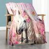 Pink Unicorn Customize Your Name Blanket Cozy Customizable Blanket Soft Warm Cozy Great for Home Decor Living Room Bed Office Ideal for All Seasons