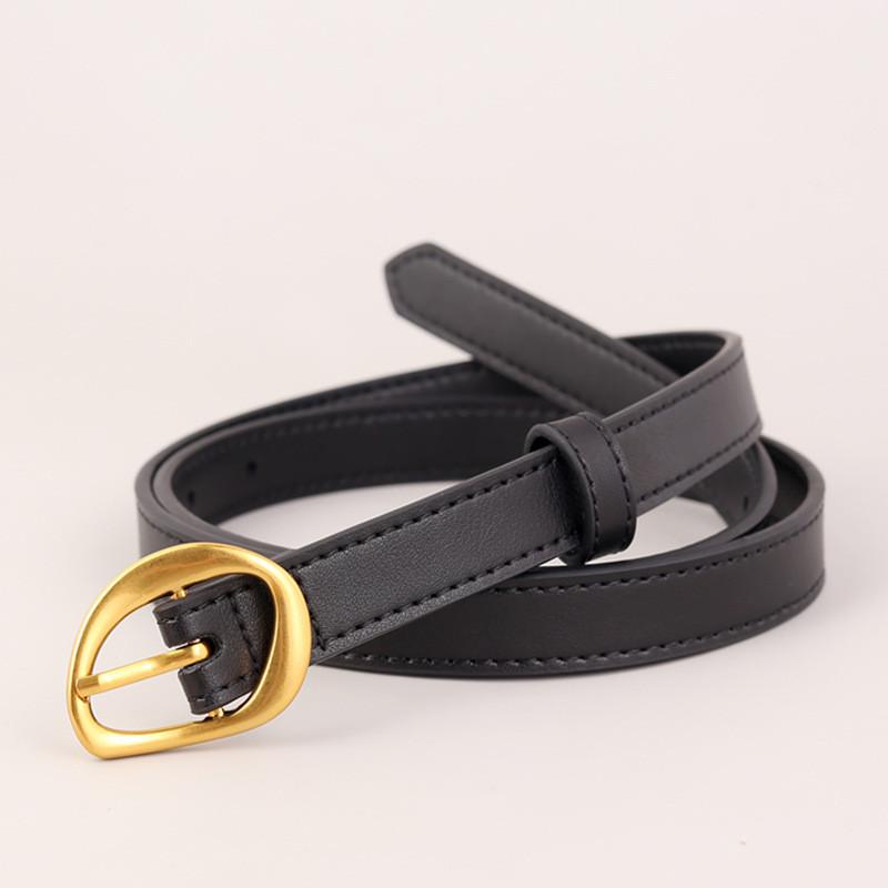 

Classic Leather Belt For Women With Silver Buckle Perfect For Jeans And Casual Wear чёрный