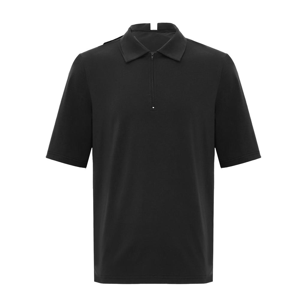 Mens Alzheimer Care T-Shirt Open Back Overlap Short Sleeve Lapel Zipper Neck Adaptive Top