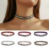 2026 New Black Multi Color Punk PU Leather Square Rivets Choker Collar Necklace Hip Hop Women Girls Party Jewelry Accessories