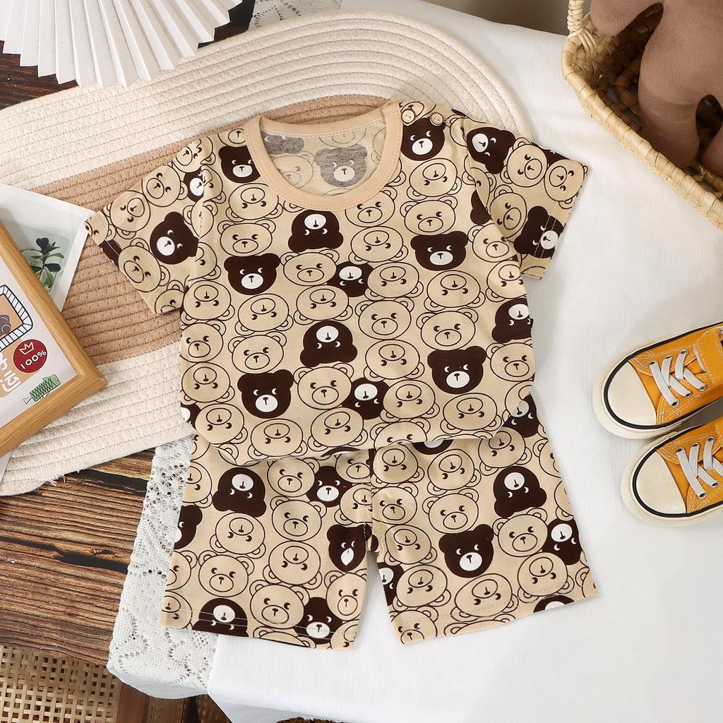 Summer Cotton Print Kids Boys Clothes Sleeveless Tops Shorts 2pcs/set Baby Girls Vest Clothing Set Children Cotton Sport Suit