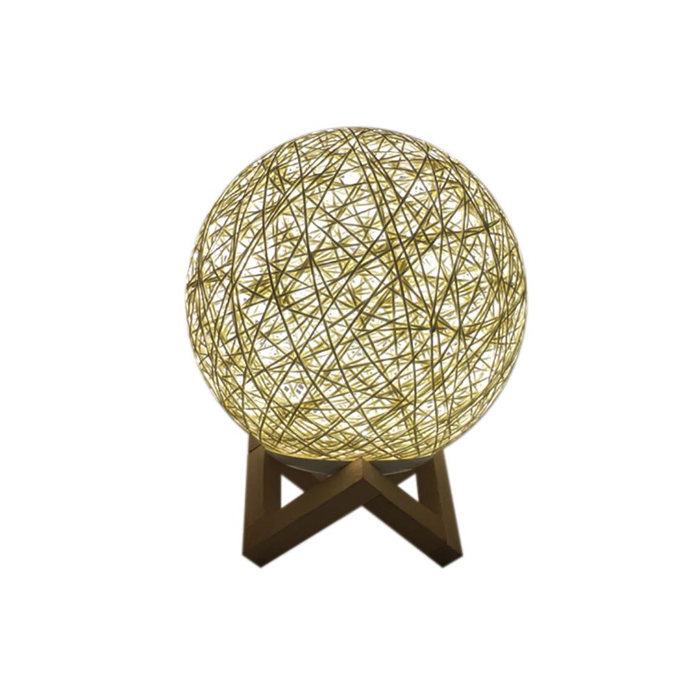 3D LED Rattan Moon Night Light USB Charging Table Desk Moon Lamp