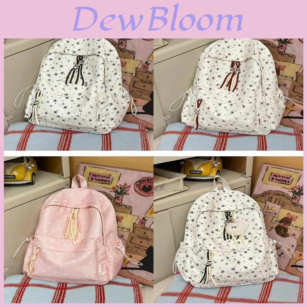 Style Girl Backpack With Star Pattern And Lightweight Nylon Material For School Use