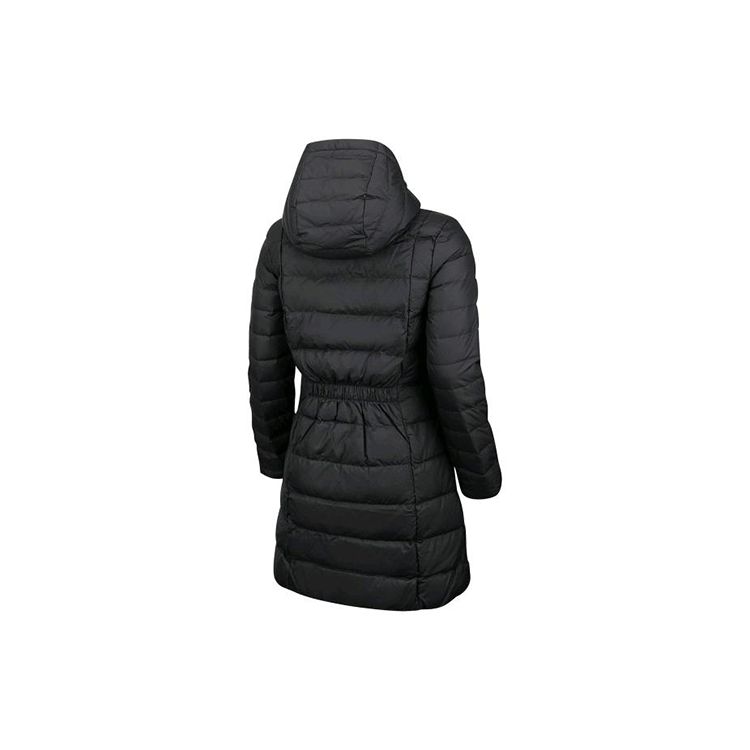 Nike Logo Print Warm Mid-Length Hooded Down Jacket Women Outerwear Black AJ7428-010