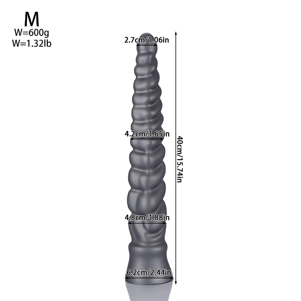 Extra Long Spiral Ridged Anal Plug - Silicone Dildo for Deep Stretching & Prostate/G-Spot Stimulation, Sex Toy for Men & Women
