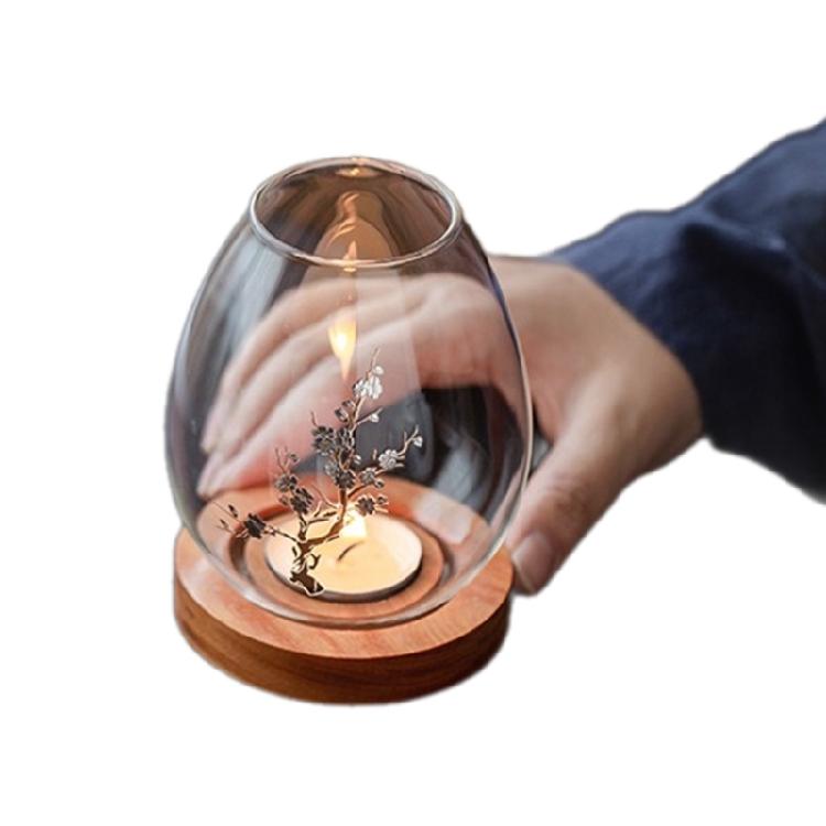 Candle Holder Glass Cover Decorations for Bedroom Farmhouses Candlesticks Decors