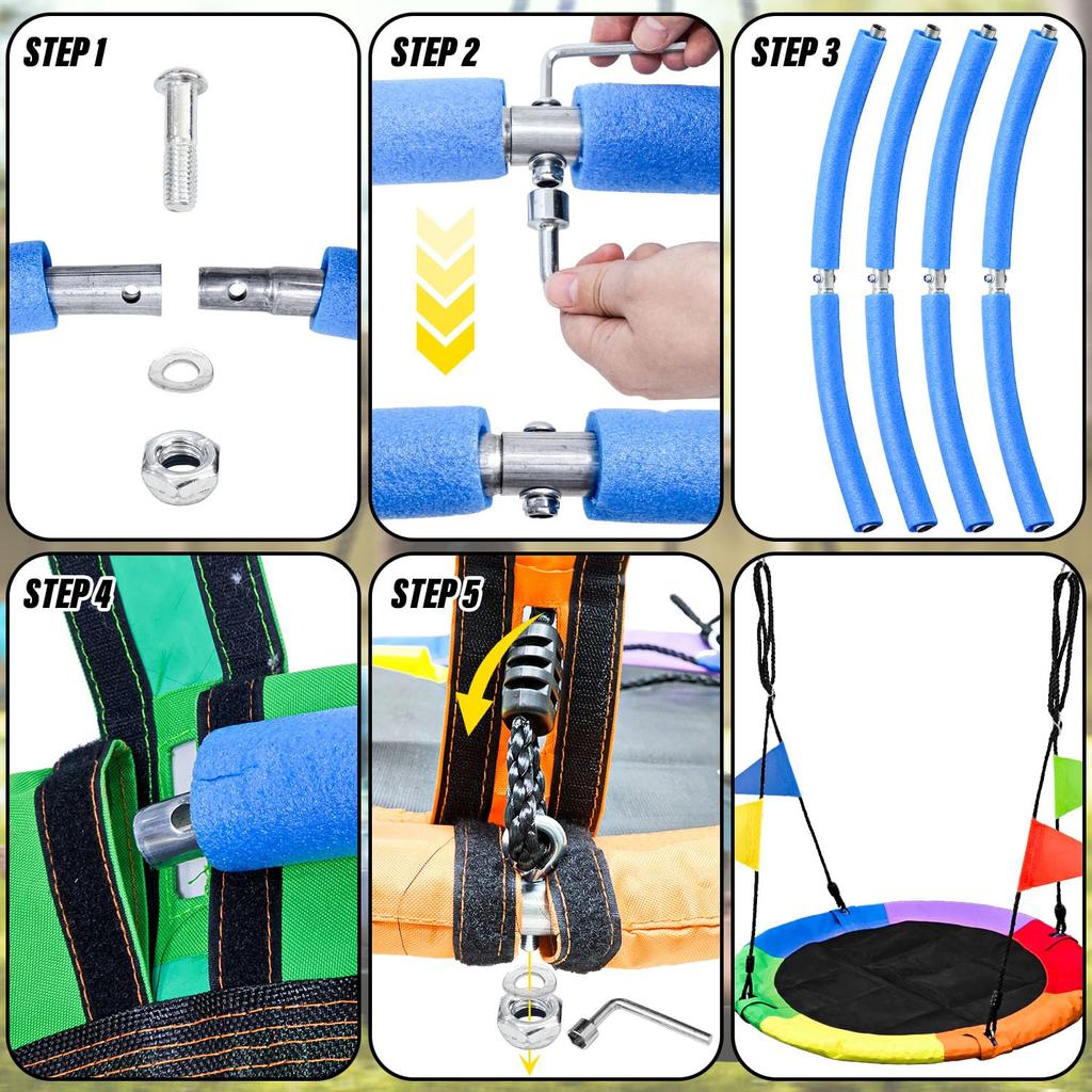 Socpuro Swing Set, 105cm Diameter, Indoor & Outdoor Use, 600D Oxford Fabric, UV Resistant, Easy Assembly, Suitable for Kids and Adults, Hanging,