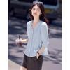 Women's Flax Blend Pleated Summer Shirt