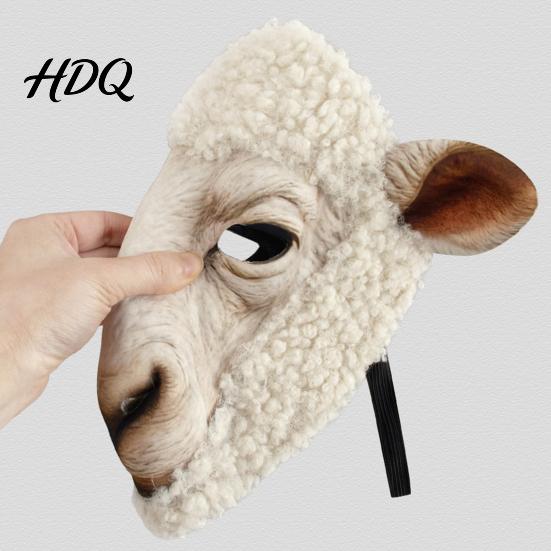 Realistic Animal Costume Accessory Mask Sheep Brown Bear Full Face Breathable Party Mask Cosplay for Halloween Props Hair Texture