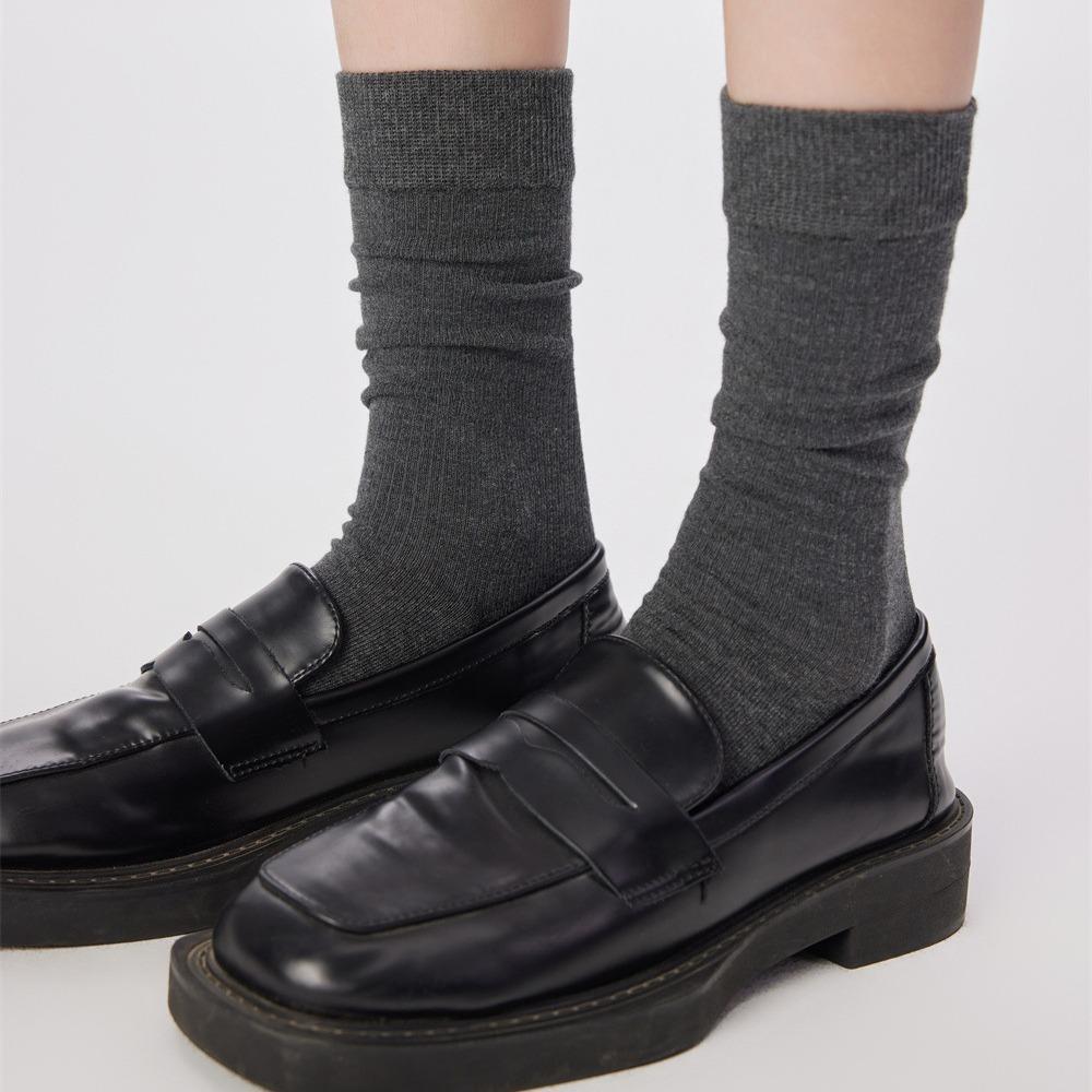 Chaussettes femme en coton peigné désossées, polyvalentes, couleur terre, modèle basique, droites, modèle navetteur, chaussettes tube moyennes empilables pour femme