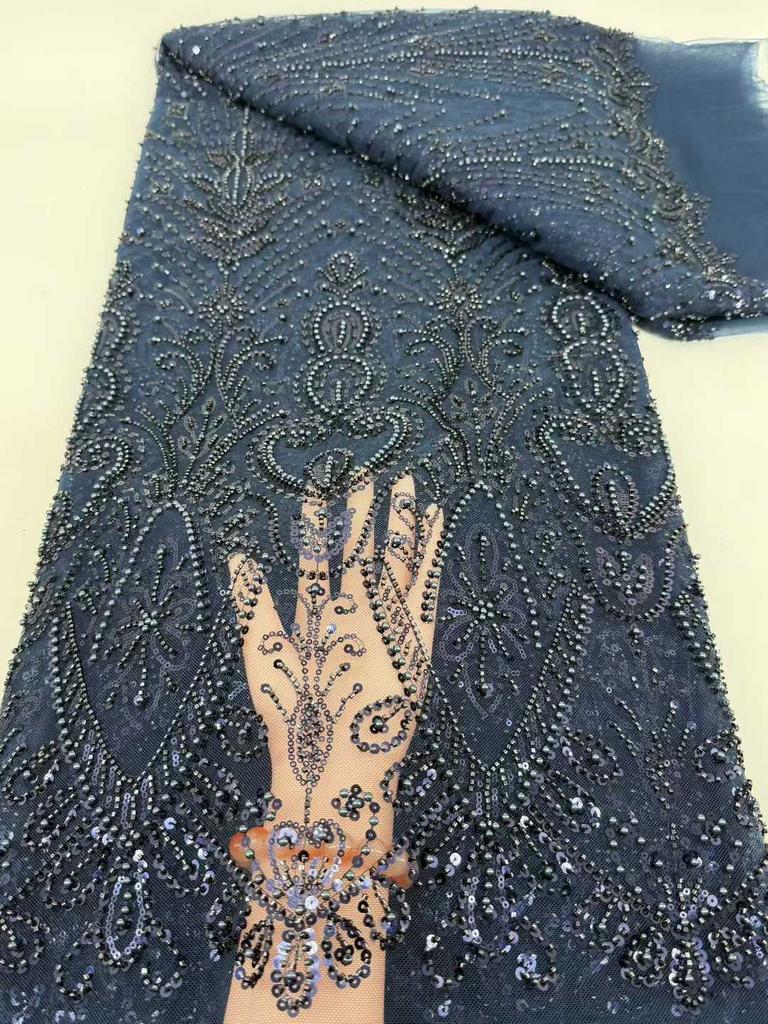 African French Tulle Groom Lace Fabric 5 Yards 2026 High Quality Sequin Nigeria Lace Fabric African Mesh Lace Fabric For Wedding