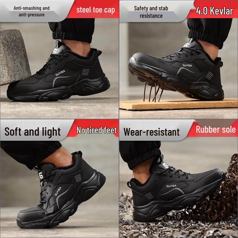 Fleece-Lined Safety Shoes: Lightweight, Anti-Smash, Anti-Puncture, Kevlar Sole for Long Standing Comfort