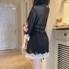 Women's Butterfly Padded Backless Sleep Dress with Robe Lounge Set