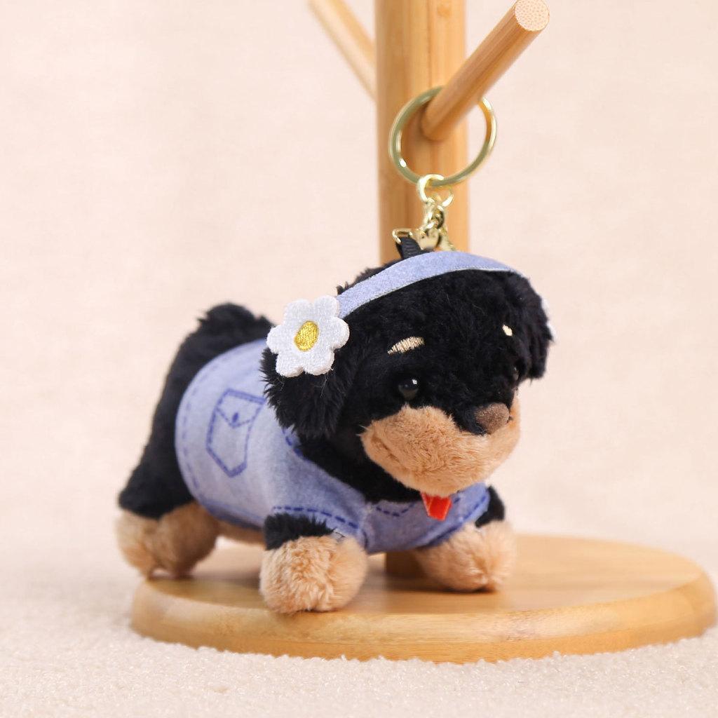 Plush Dachshund Dog Keychain With Tie Design For Girls Bag Decoration And Gift