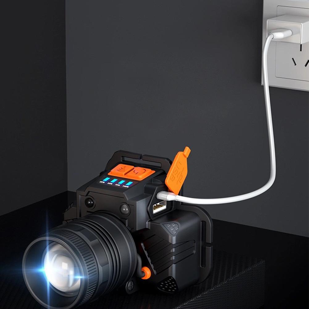 LED Induction Headlamp Super Bright Headlamp 3 Light Modes LED Head Flashlight USB Rechargeable Waterproof for Outdoor Emergency