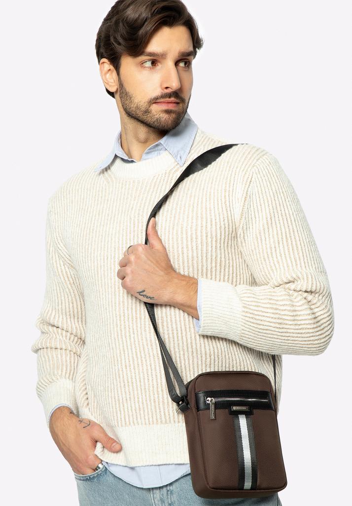 Wittchen Men's Messenger Bag With Decorative Ribbon, Green Polyester