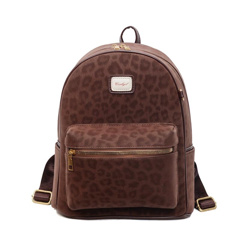 Leopard Print Travel Backpack for Women 2025 New Niche College Students Class Schoolbag Large Capacity Super Fire Commuter Backpack