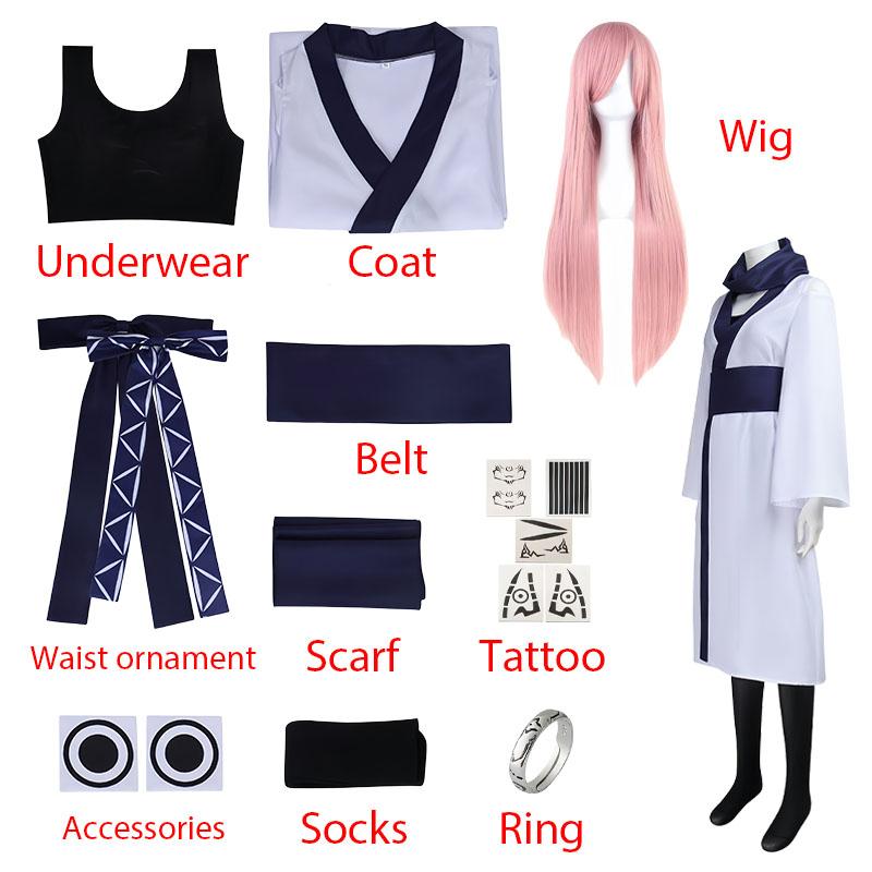 Anime Women Ryomen Sukuna Cosplay Costumes Underwear Coat Scarf Sukuna Suits Wig Tattoo Ring Halloween Carnival Cos Adult Women