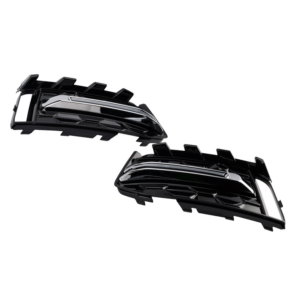 2PCS Front Bumper Fog Light Grille Trim Fit A6L C8PA 2023+ Black Chrome