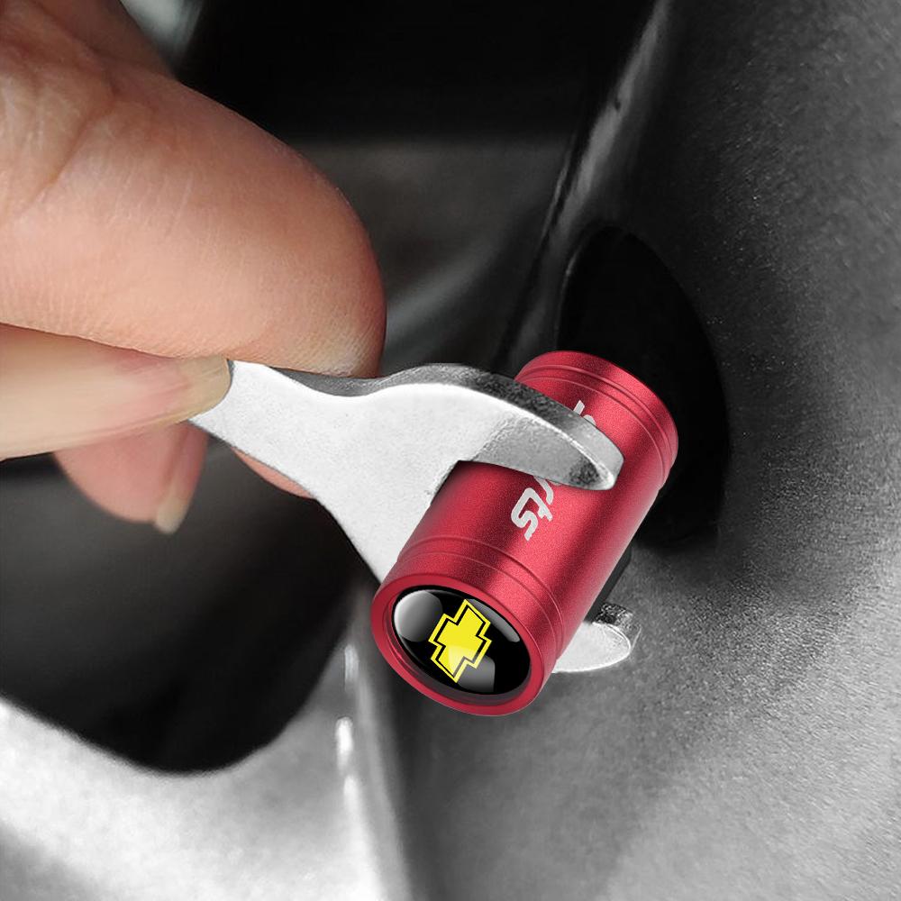4Pcs Aluminum Alloy Car Wheel Tire Valve Caps Badge Cover For Chevrolet Cruze Captiva Spark Cruze Captiva Aveo Silverado Corsa