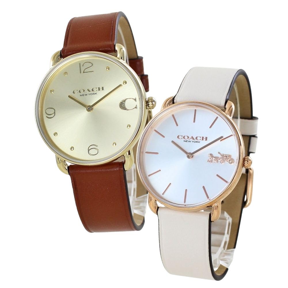

Watch Pair Watch Storage Box Elliott Same Size Pair Watch Unisex Slim Thin Leather Strap Brown Ivory 1450420114504380 [Coach] Men s Women s [Item]