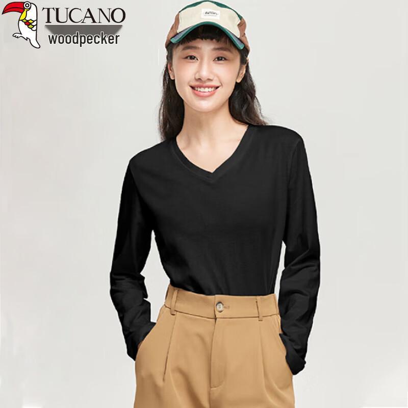 

Women s V-Neck Long Sleeve Pure Cotton Base Layer T-Shirt 2XL