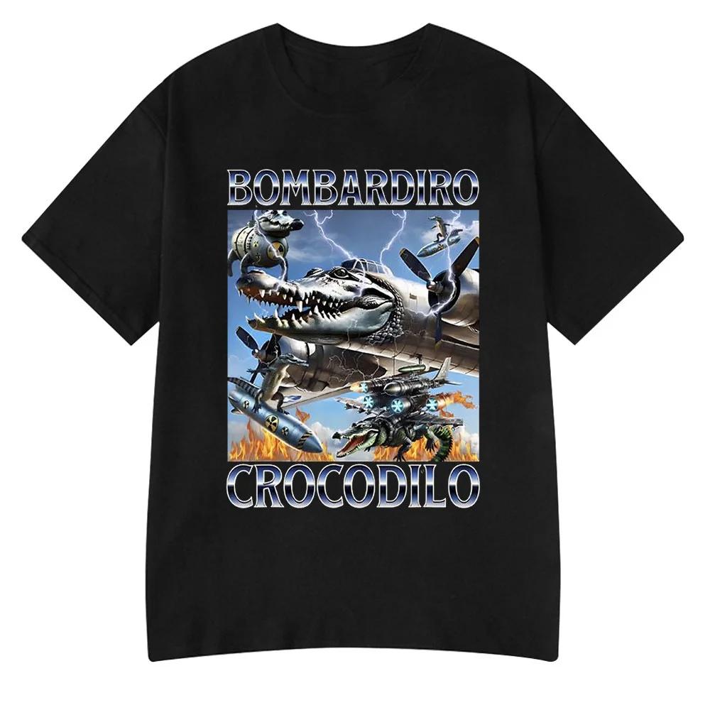 Italiensk Hjärnröta Tralalero Tralala Tung Tung Tung Sahur Bombardiro Krokodil Rolig Meme T-shirt Män Kvinnor T-shirts Y2k Toppar