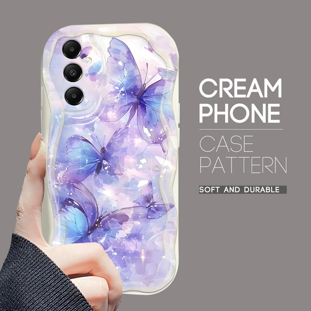 Cute Cartoon Pattern Cream Texture Casing Wavy Edge Soft Silicone Cover Phone Case for Samsung