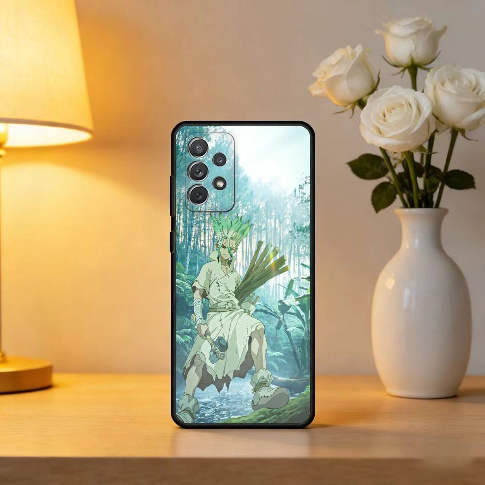D-Dr S-STONE Anime Soft Silicone Black Cover Phone Case For Samsung Galaxy A73,A72,A71,A70,A53,A52,A51