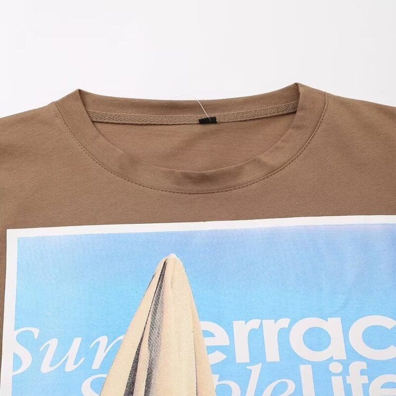 Fashion Style 2024 Autumn New Women's Clothing Easiest for Match Cotton Comfort Printing Round Neck Short Sleeve T-shirt 0085470